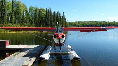 seaplane at lake dock