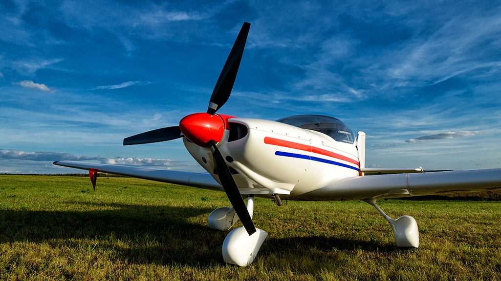 light aircraft on a small airfield