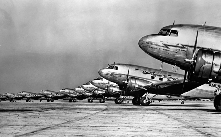 row of old planes
