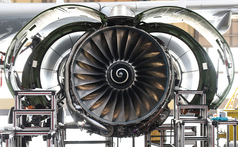close up of aircraft turbine