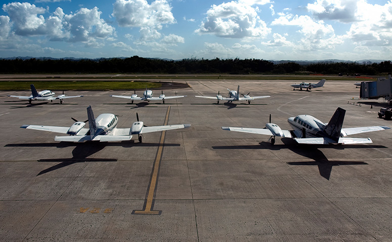 light aircraft at the airport