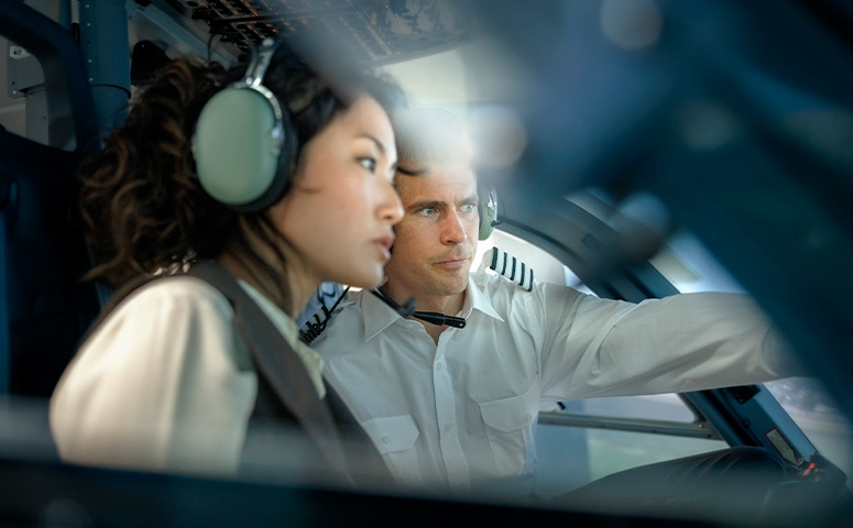 pilots training in simulator